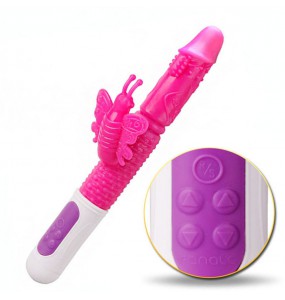 MIZZZEE - Butterfly Love Retractable Rotating Vibrator (Chargeable - Heating)